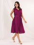 Janasya Women's Wine Rayon Solid A line Dress